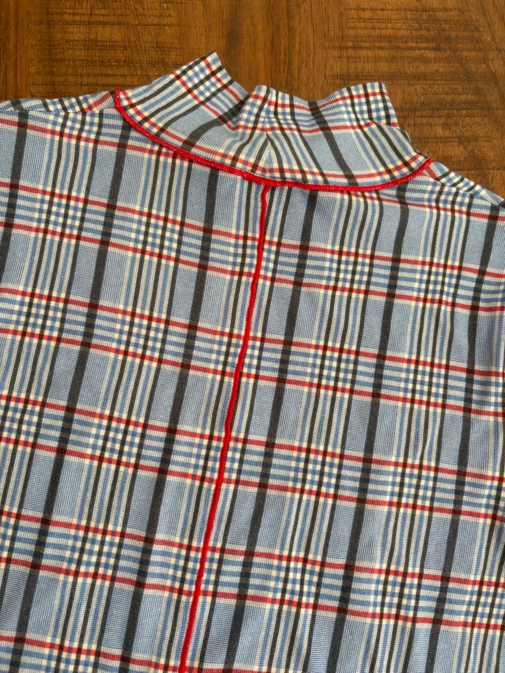 rag & bone Light Blue Plaid thin turtleneck tee with Red and Navy Stripes Med - Picture 6 of 6